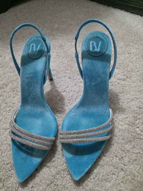 Shoes - BETTINA VERMILLON Women's Slingback Heeled Sandals with Rhinestone Straps